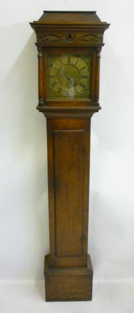 AN OAK LONGCASE CLOCK signed Wright Image