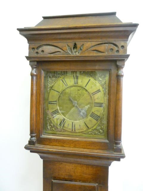 AN OAK LONGCASE CLOCK signed Wright Image