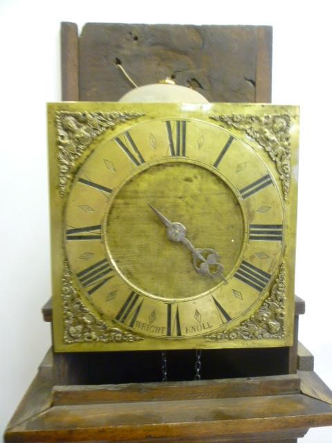AN OAK LONGCASE CLOCK signed Wright Image