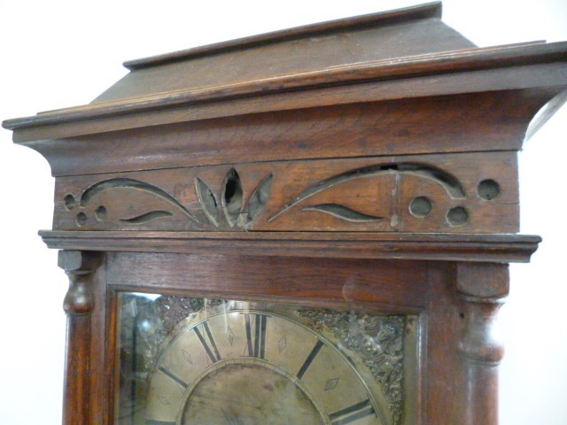 AN OAK LONGCASE CLOCK signed Wright Image