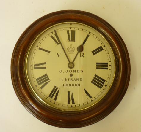 A MAHOGANY WALL CLOCK signed J. Jones Image