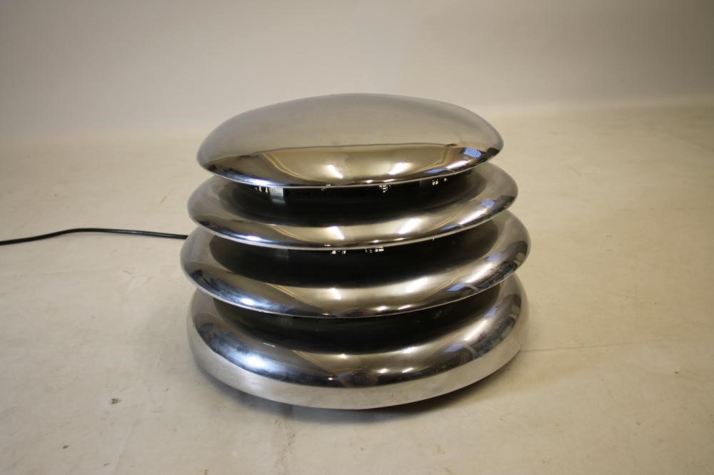 AN ART DECO CHROME AND EBONISED WOOD STANDARD LAMP Image