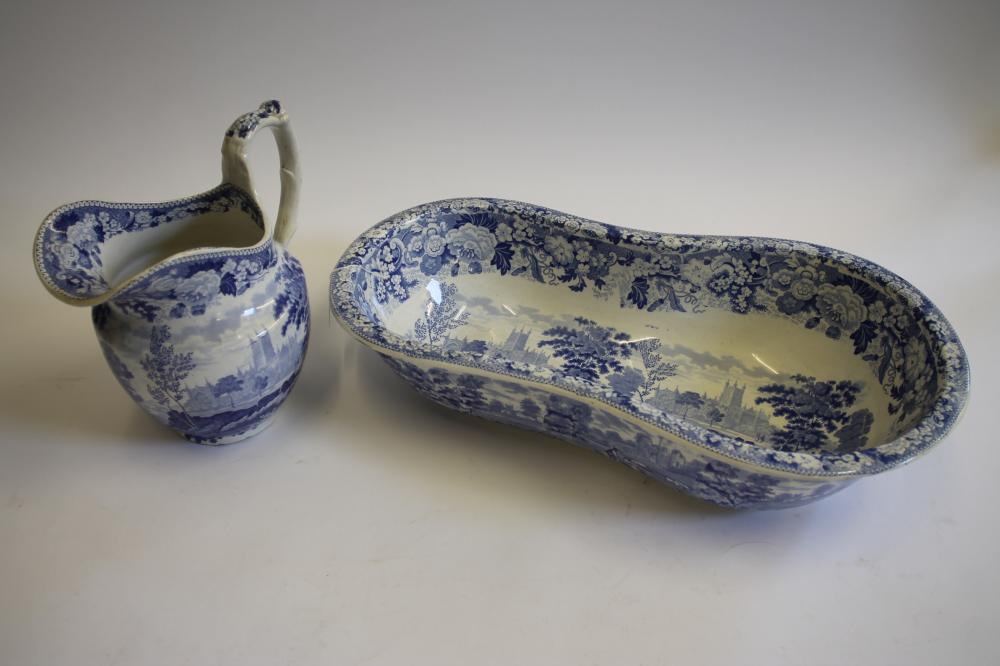 GLOUCESTER INTEREST BLUE AND WHITE PRINTED EARTHENWARE- A bidet of typical form Image