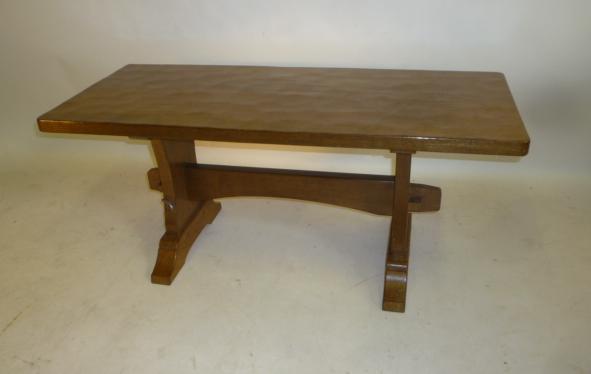 AN ADZED OAK COFFEE TABLE by Malcolm "Foxman" Pipes Image