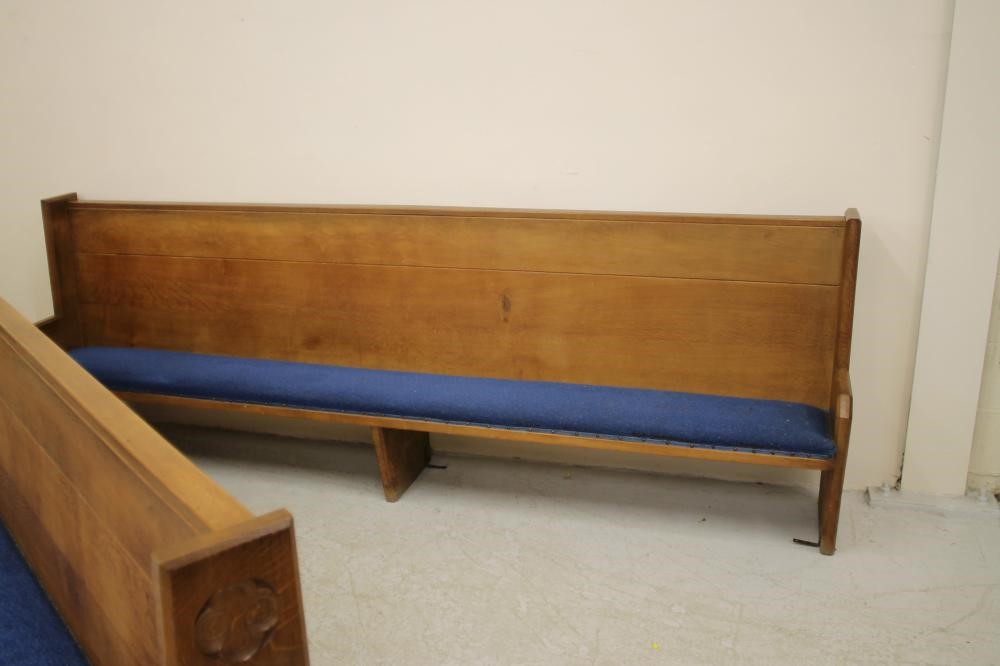 A PAIR OF OAK CHAPEL PEWS by Robert "Mouseman" Thompson Image