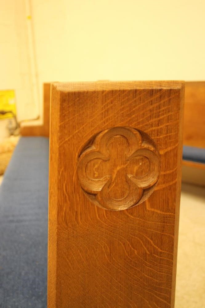 A PAIR OF OAK CHAPEL PEWS by Robert "Mouseman" Thompson Image