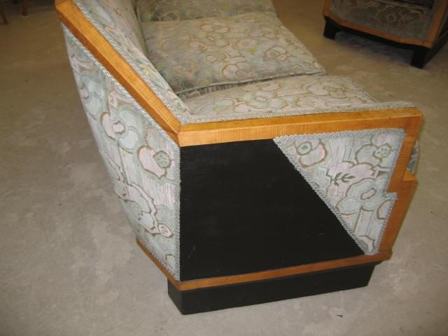 AN ART DECO SITTING ROOM SUITE in satinwood veneer with ebonised panels Image