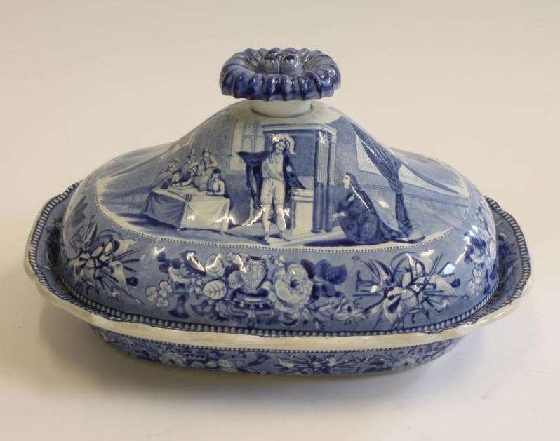 BRITISH HISTORY BLUE AND WHITE PRINTED EARTHENWARE- A Jones & Son "Charles I Ordering the Speaker to Image