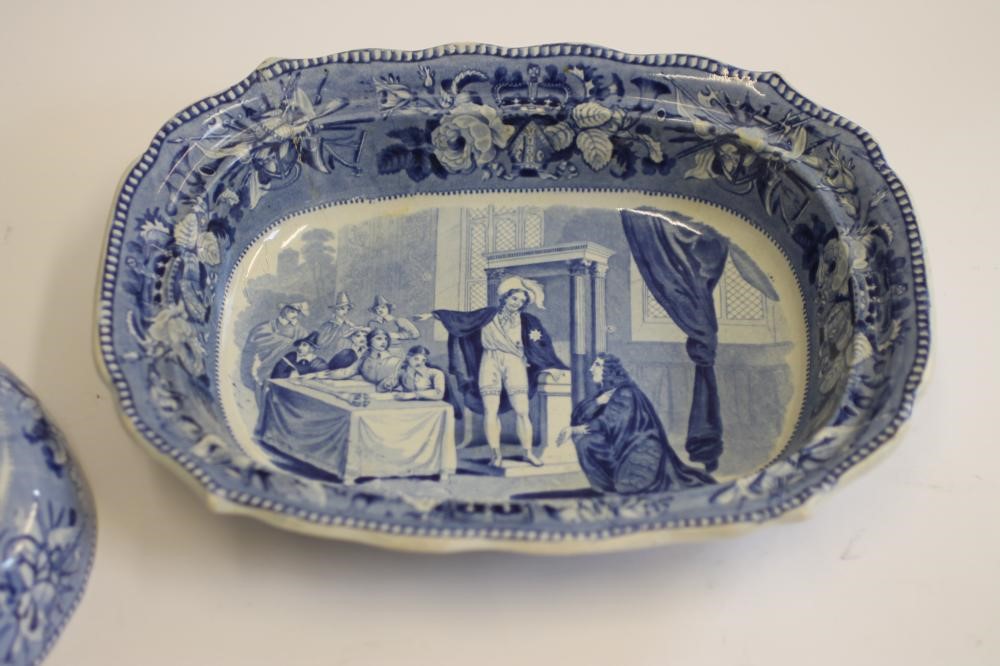 BRITISH HISTORY BLUE AND WHITE PRINTED EARTHENWARE- A Jones & Son "Charles I Ordering the Speaker to Image