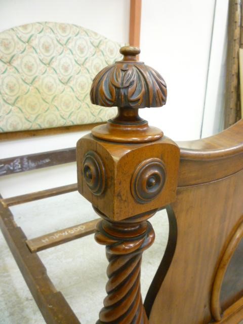 A VICTORIAN MAHOGANY HALF TESTER BEDSTEAD with moulded cornice Image