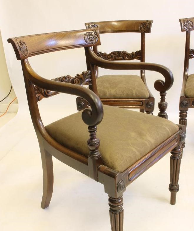 A SET OF FIVE EARLY VICTORIAN MAHOGANY DINING CHAIRS including an elbow chair Image