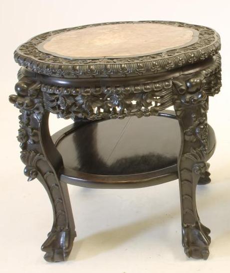 A CHINESE CARVED PADOUK WOOD PLANT STAND Image