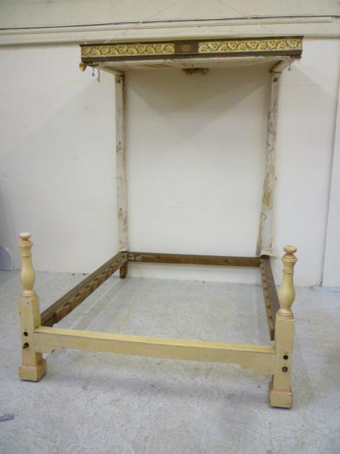 A PAINTED PINE HALF TESTER BEDSTEAD Image