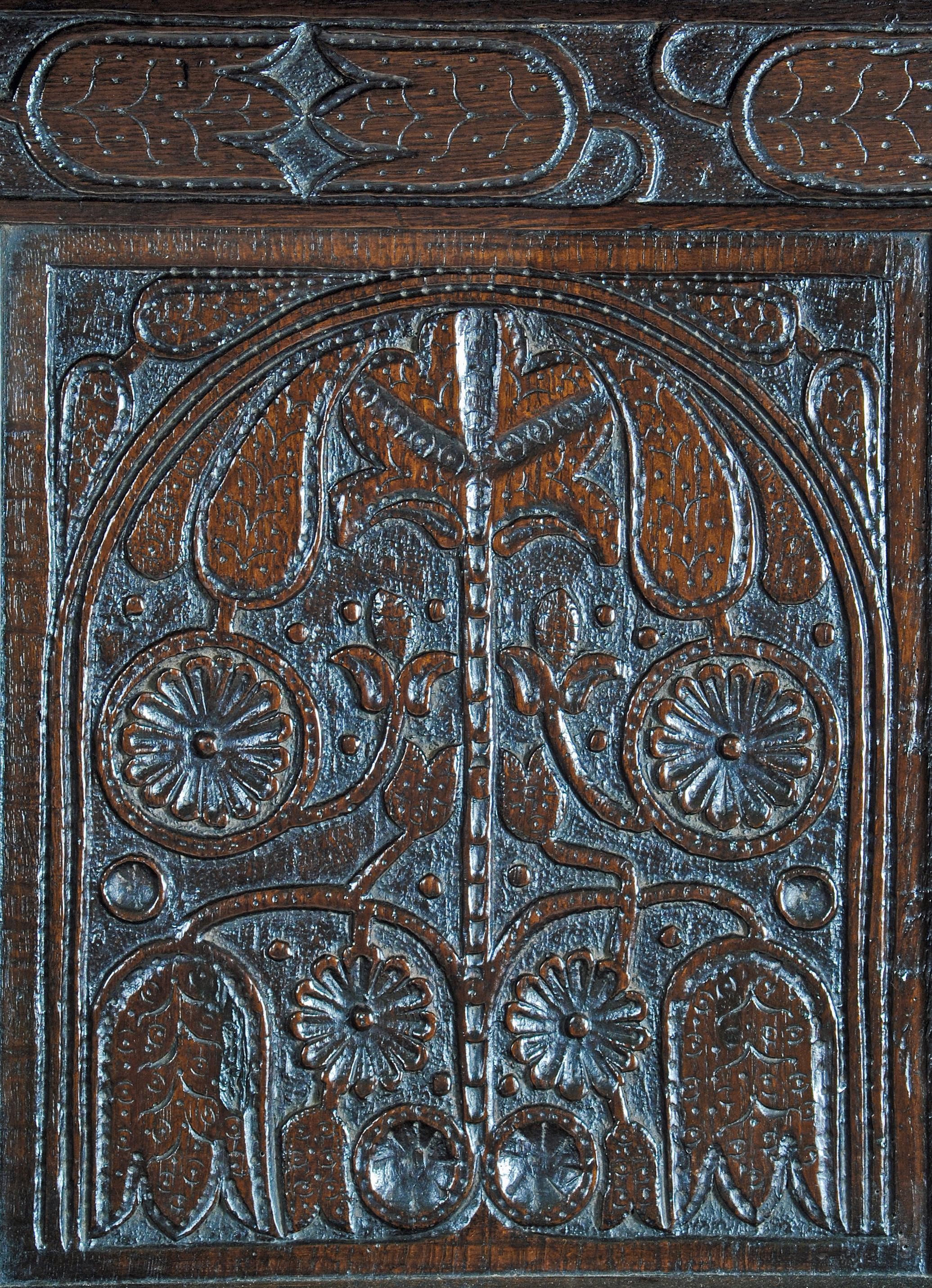 A FINE OAK PRESS CUPBOARD Image