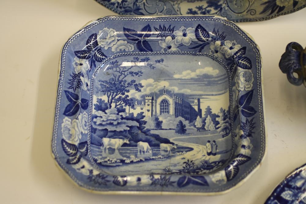 SOUTHERN ENGLAND BLUE AND WHITE PRINTED EARTHENWARE- An Andrew Stevenson "Tunbridge Castle Surry" Image