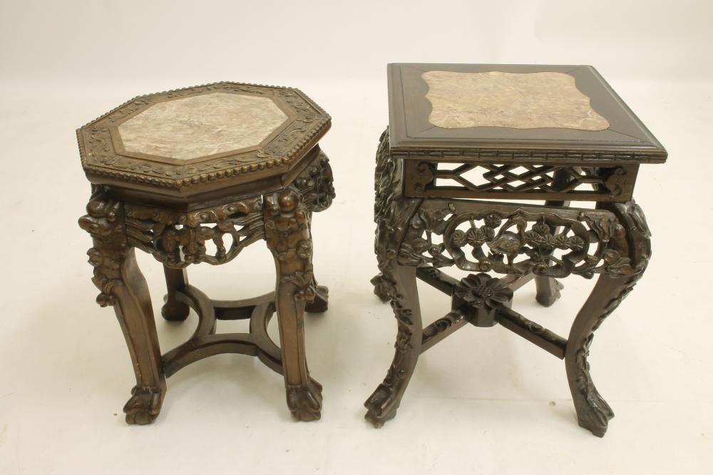 A CHINESE CARVED WOOD PLANT STAND Image