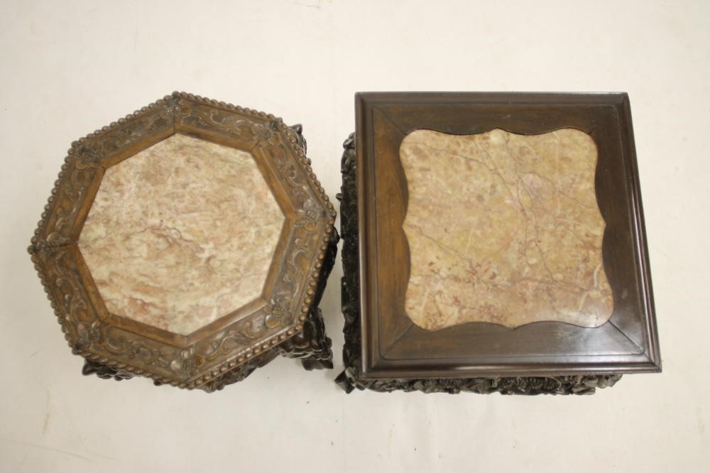 A CHINESE CARVED WOOD PLANT STAND Image