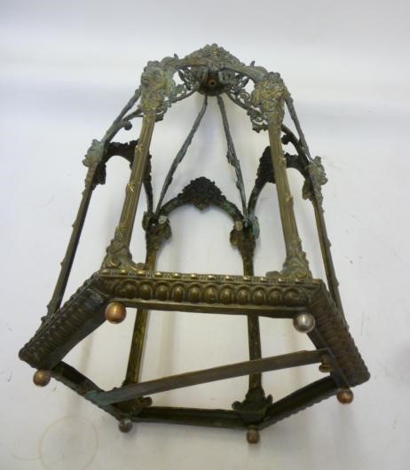 A VICTORIAN BRASS HALL LANTERN of hexagonal form Image