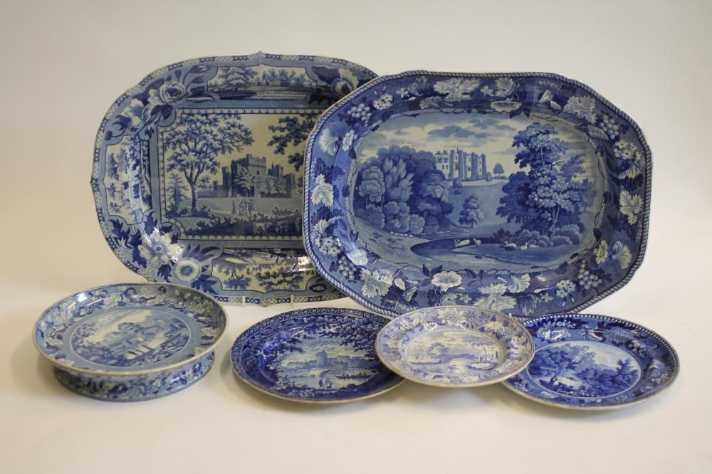 NORTH EAST ENGLAND INTEREST BLUE AND WHITE PRINTED EARTHENWARE- An Enoch Wood "Brancepeth Castle" Image