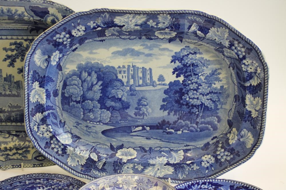 NORTH EAST ENGLAND INTEREST BLUE AND WHITE PRINTED EARTHENWARE- An Enoch Wood "Brancepeth Castle" Image