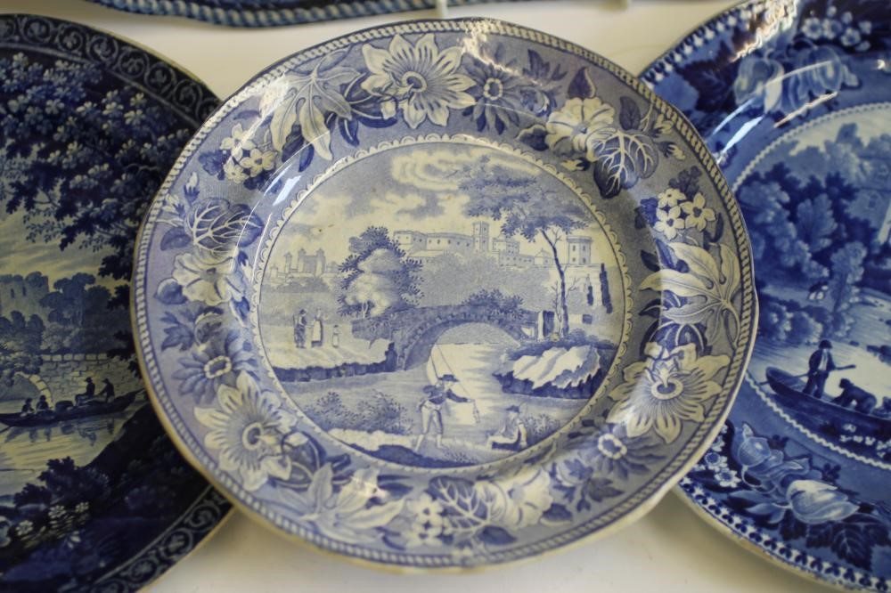 NORTH EAST ENGLAND INTEREST BLUE AND WHITE PRINTED EARTHENWARE- An Enoch Wood "Brancepeth Castle" Image