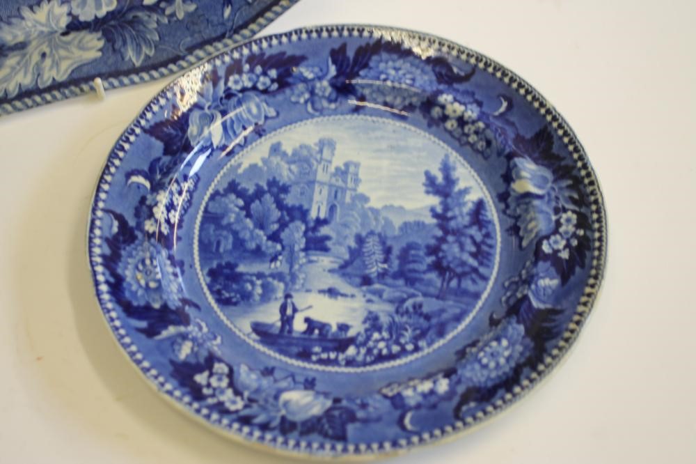 NORTH EAST ENGLAND INTEREST BLUE AND WHITE PRINTED EARTHENWARE- An Enoch Wood "Brancepeth Castle" Image