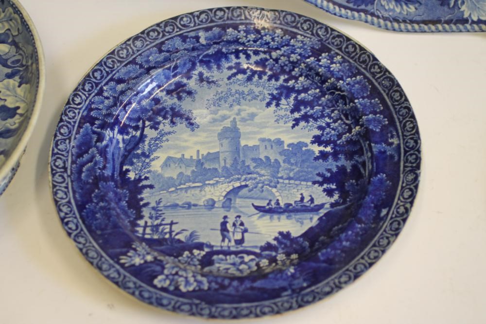 NORTH EAST ENGLAND INTEREST BLUE AND WHITE PRINTED EARTHENWARE- An Enoch Wood "Brancepeth Castle" Image