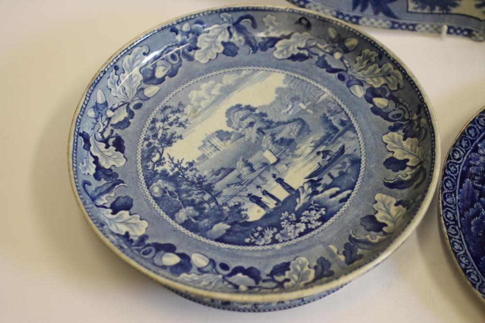 NORTH EAST ENGLAND INTEREST BLUE AND WHITE PRINTED EARTHENWARE- An Enoch Wood "Brancepeth Castle" Image