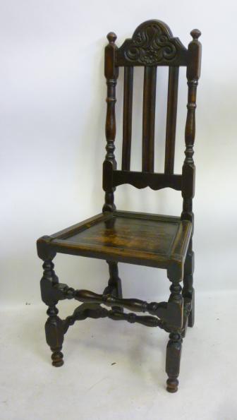 AN OAK AND FRUITWOOD HIGH BACK SIDE CHAIR Image