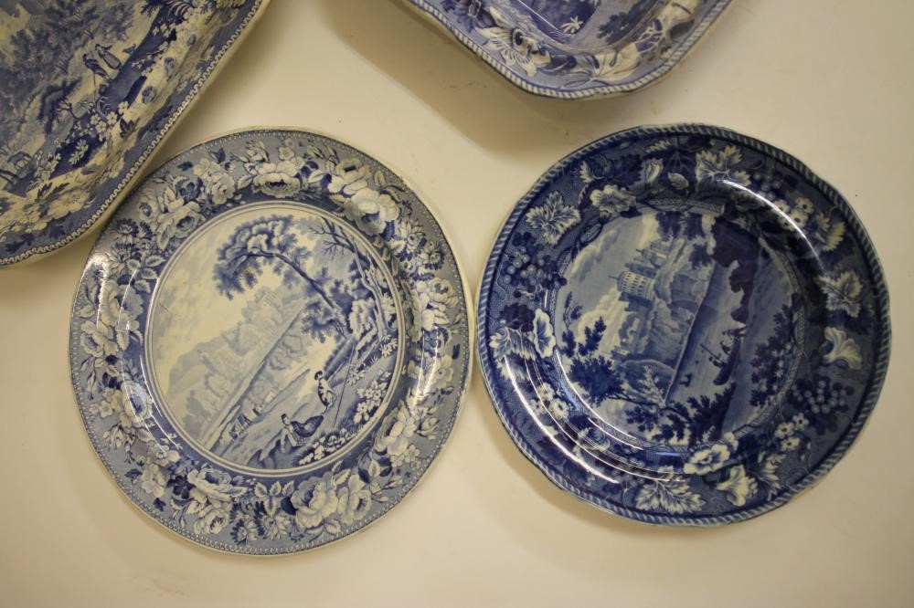 SCOTTISH INTEREST BLUE AND WHITE PRINTED EARTHENWARE- A "Cathedral Church of Glasgow" meat plate of Image