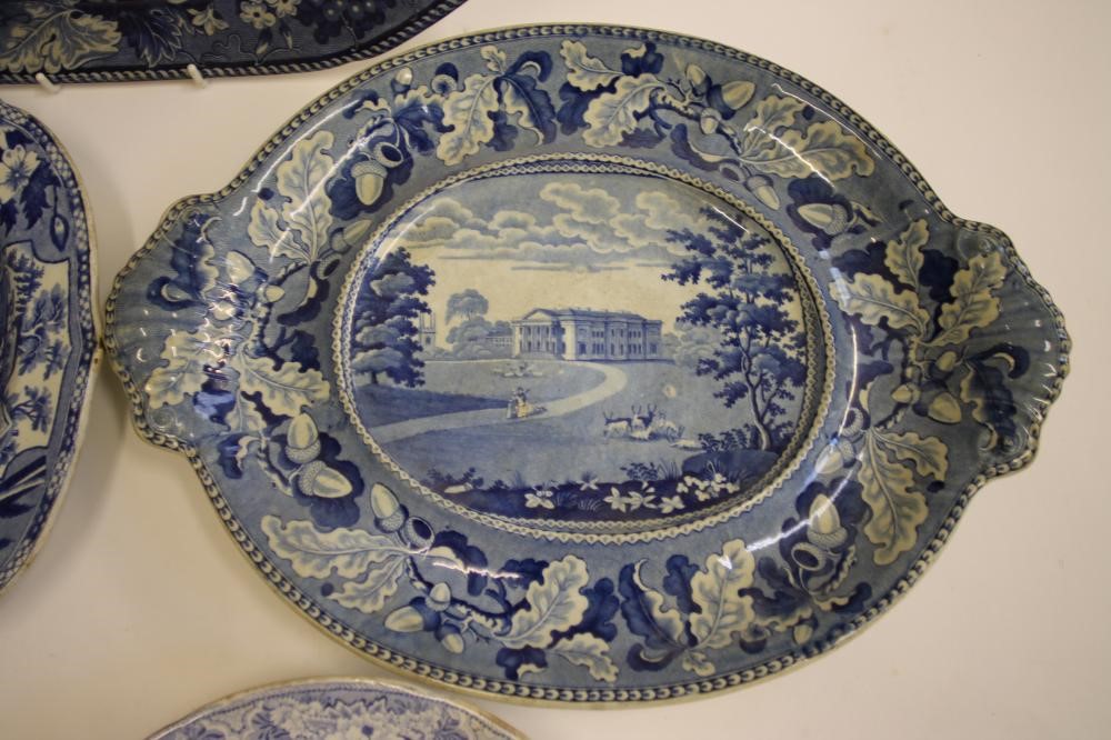 ENGLISH VIEWS BLUE AND WHITE PRINTED EARTHENWARE- An Enoch Wood "Rochester Castle" meat plate of Image