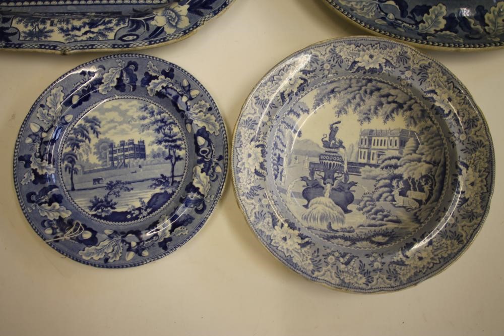 ENGLISH VIEWS BLUE AND WHITE PRINTED EARTHENWARE- An Enoch Wood "Rochester Castle" meat plate of Image
