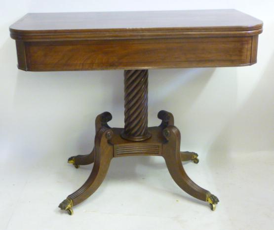 A REGENCY MAHOGANY FOLDING TEA TABLE Image