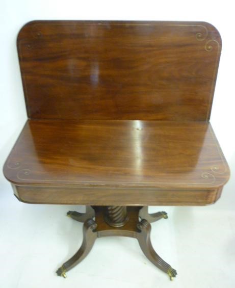 A REGENCY MAHOGANY FOLDING TEA TABLE Image