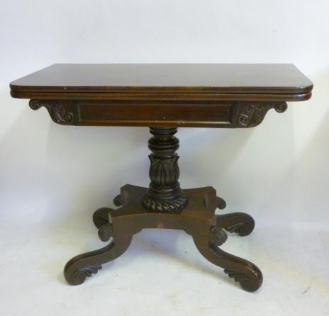 A WILLIAM IV MAHOGANY FOLDING TEA TABLE Image