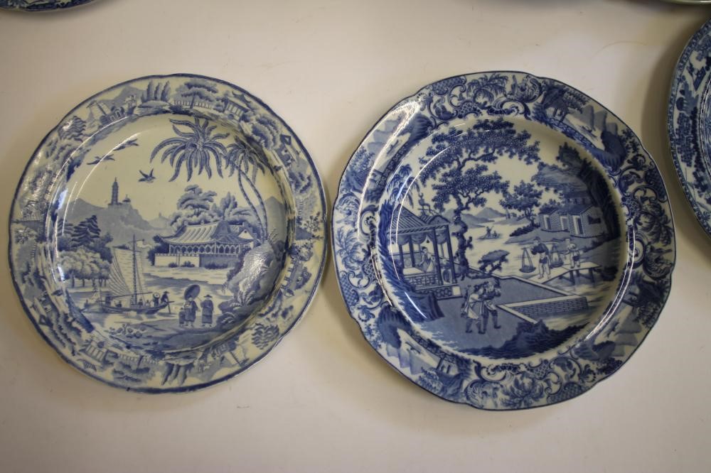 CHINOISERIE BLUE AND WHITE PRINTED EARTHENWARE- A "Tardis" plate Image