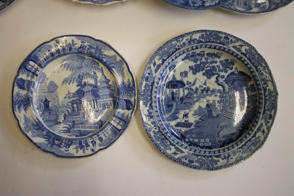CHINOISERIE BLUE AND WHITE PRINTED EARTHENWARE- A "Tardis" plate Image