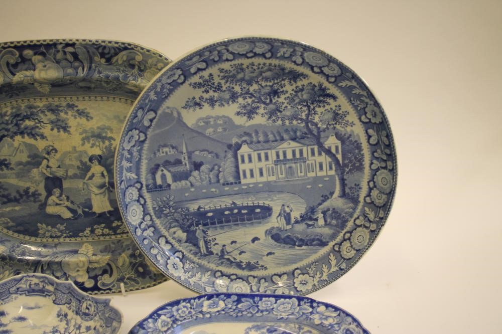 ENGLISH SCENERY BLUE AND WHITE PRINTED EARTHENWARE- A "Native" stand Image