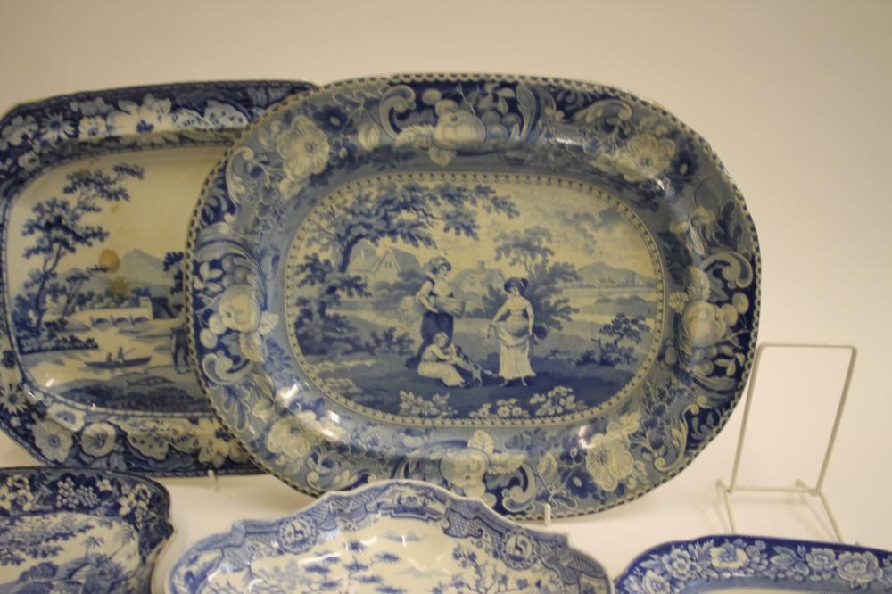 ENGLISH SCENERY BLUE AND WHITE PRINTED EARTHENWARE- A "Native" stand Image