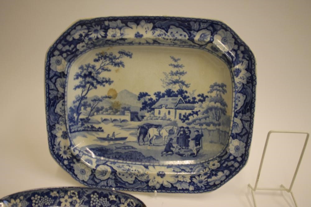 ENGLISH SCENERY BLUE AND WHITE PRINTED EARTHENWARE- A "Native" stand Image