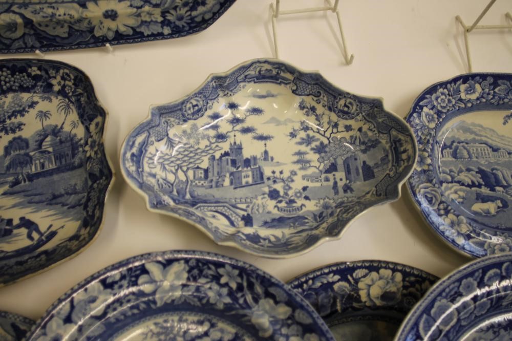 ENGLISH SCENERY BLUE AND WHITE PRINTED EARTHENWARE- A "Native" stand Image