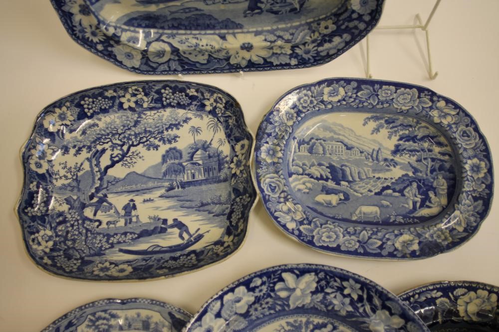 ENGLISH SCENERY BLUE AND WHITE PRINTED EARTHENWARE- A "Native" stand Image
