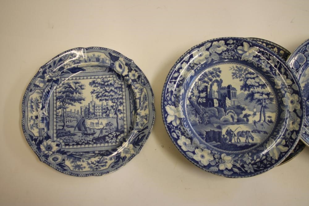 ENGLISH SCENERY BLUE AND WHITE PRINTED EARTHENWARE- A "Native" stand Image