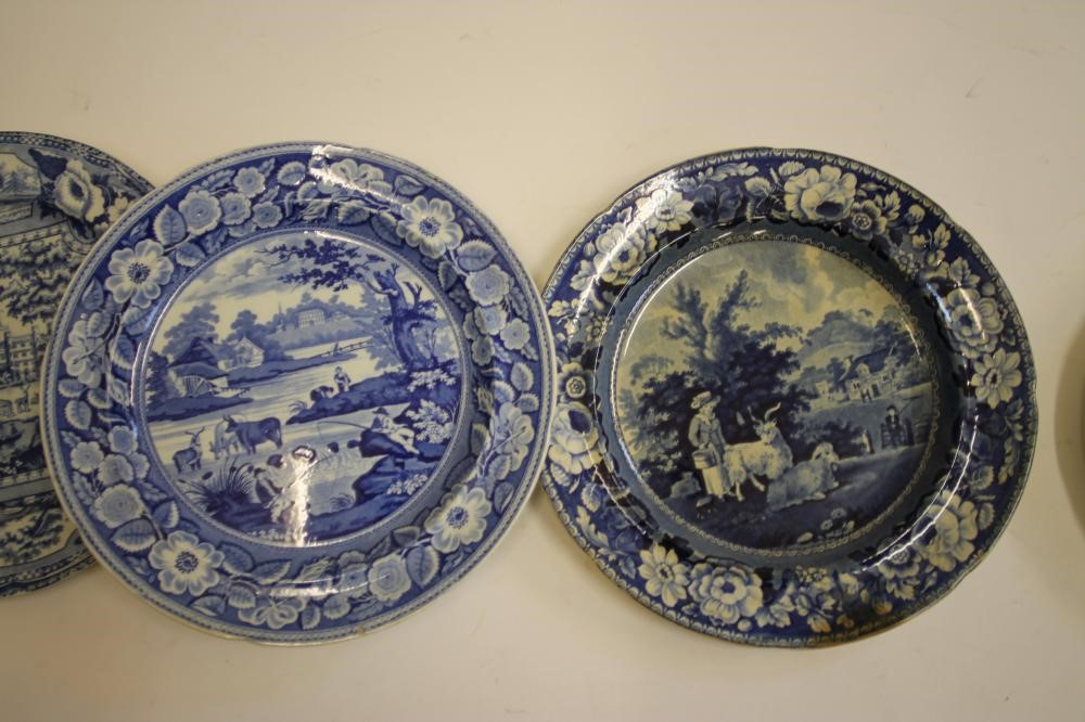 ENGLISH SCENERY BLUE AND WHITE PRINTED EARTHENWARE- A "Native" stand Image