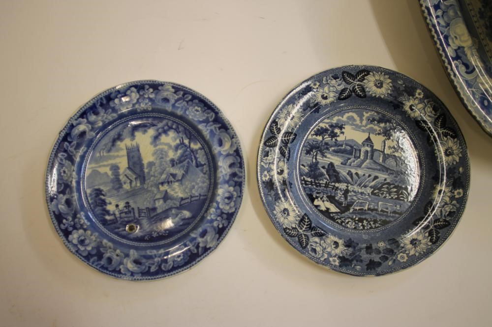 ENGLISH SCENERY BLUE AND WHITE PRINTED EARTHENWARE- A "Native" stand Image