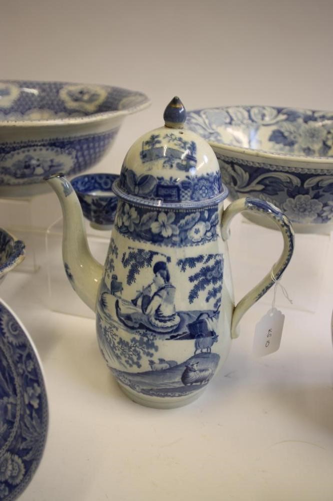 FIGURAL SUBJECTS BLUE AND WHITE PRINTED EARTHENWARE- A "Beemaster" low pedestal oval dish Image