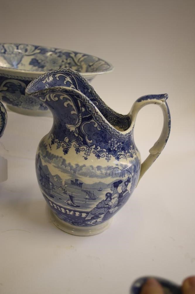 FIGURAL SUBJECTS BLUE AND WHITE PRINTED EARTHENWARE- A "Beemaster" low pedestal oval dish Image