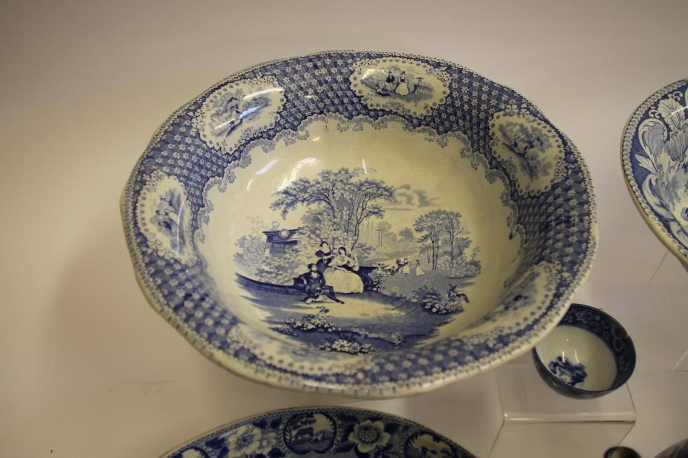 FIGURAL SUBJECTS BLUE AND WHITE PRINTED EARTHENWARE- A "Beemaster" low pedestal oval dish Image