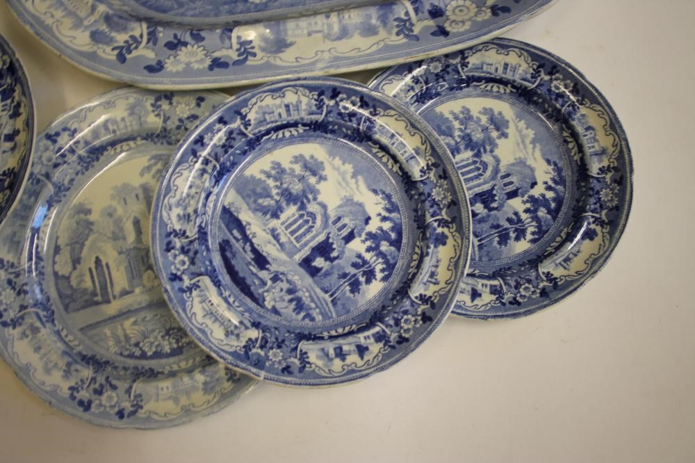 BEAUTIES OF ENGLAND BLUE AND WHITE PRINTED EARTHENWARE- comprising a pair of soup plates Image