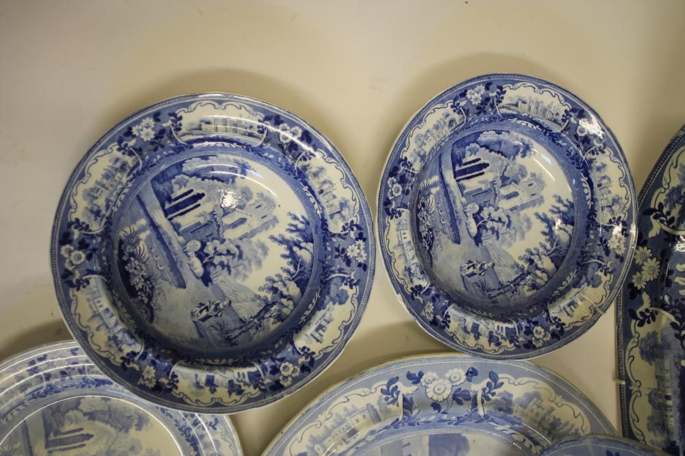 BEAUTIES OF ENGLAND BLUE AND WHITE PRINTED EARTHENWARE- comprising a pair of soup plates Image